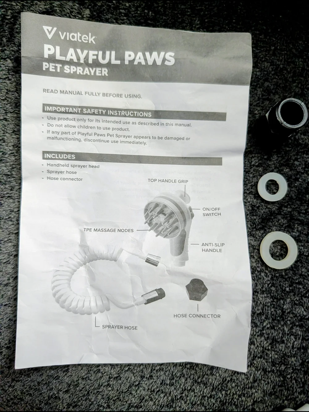 Handheld Pet Bathing Sprayer - White & Lime Green